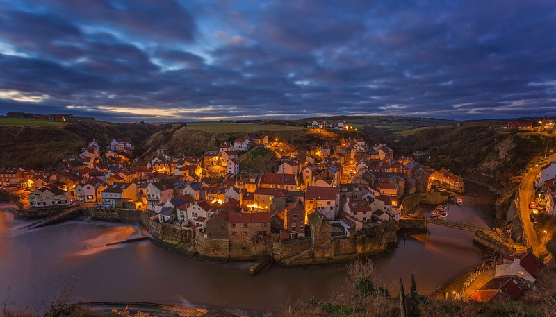 river, panorama, Staithes, village, Roxby Beck River, home, North Yorkshire, States, building, 1080P, River Roxby Beck, town, England
