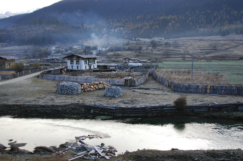 water, scenics - nature, day, house, rural scene, village, outdoors, land, nature, beck, architecture, high angle view, 2K, landscape, tibet, tranquility