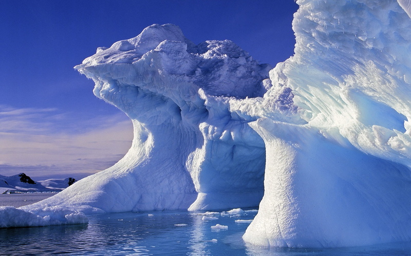 winter, sky, no people, glacier, melting, frozen, nature, blue, beauty in nature, ice, water, snowcapped mountain, landscape, snow, cold temperature, tranquil scene