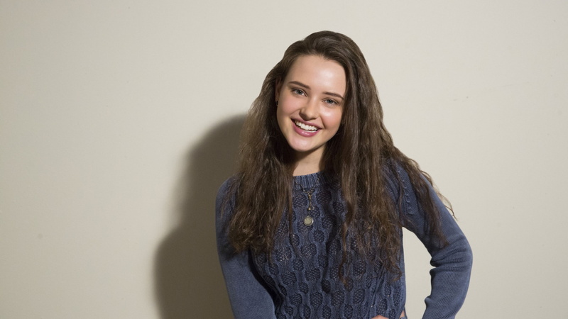 2K, photo, near, wall, knitted, gray, sweater, Katherine Langford, 4k, woman, standing