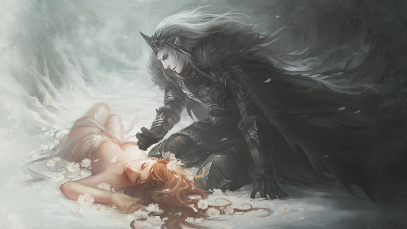 fantasy Art, deviantart, Persephone, redhead, Hades, 1080P, snow