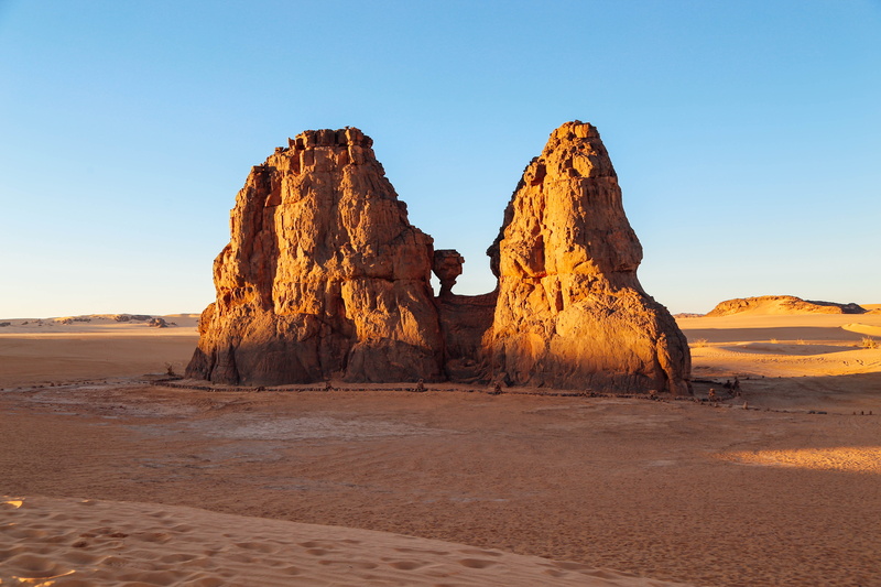 weather, eroded, ground, tranquil scene, djanet, mountain, idyllic, scenics - nature, outdoors, climate, sand, clear sky, rock formation, rock - object