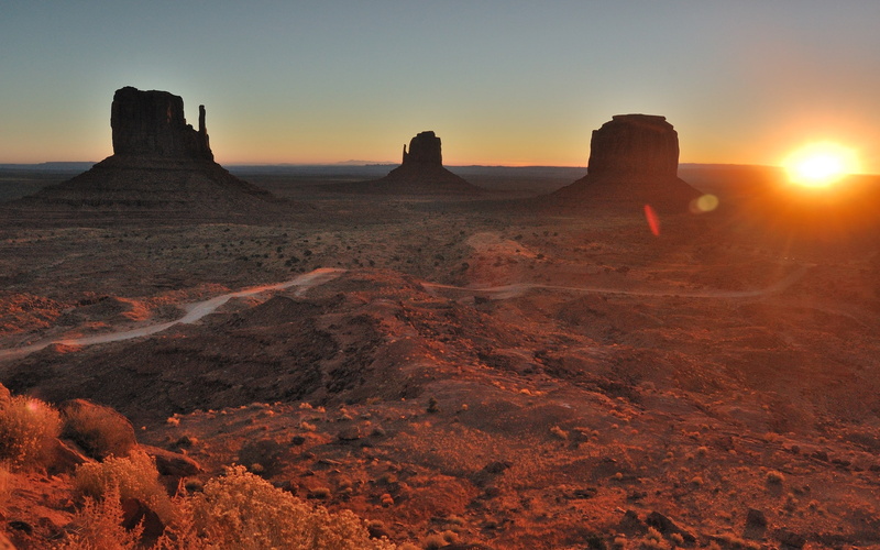 glow, valley, monument, nation, 2K, t, navajo, sunrise, warm