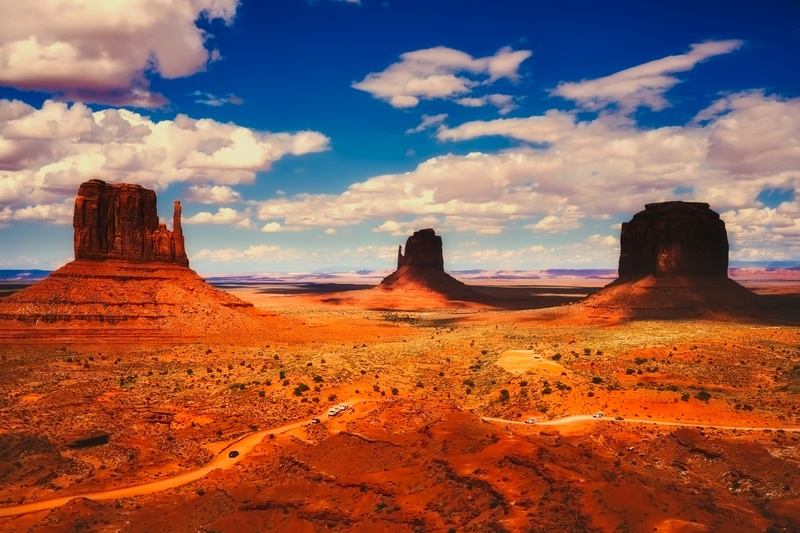 monument Valley Tribal Park, rock, mesa, rock - Object, tranquility, landscape, red, outdoors, solid, navajo Reservation, clouds, travel destinations, monument Valley