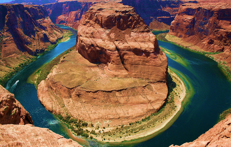 Horseshoe Bend, USA, rock formation, landscape, hairpin turns, Arizona, nature, 2K