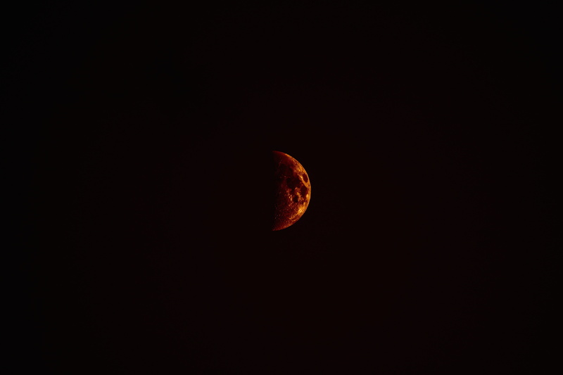 sky, black, low angle view, tranquil scene, astronomy, space and astronomy, orange color, eclipse, night, 5K, nature, copy space, Moon, outdoors, planetary moon