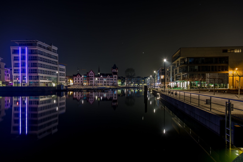 bridge, skyscraper, night, dortmund, built structure, travel destinations, architecture, modern, building, office building exterior, dark, light, outdoors