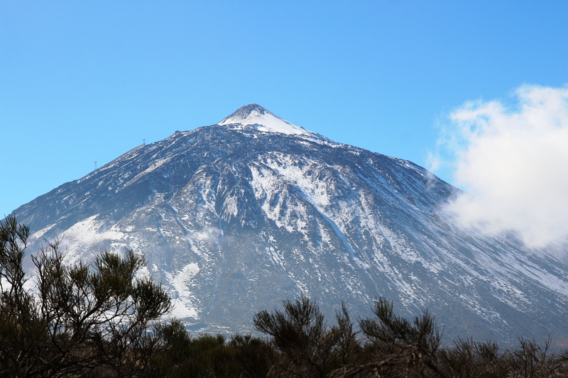 scenics - nature, 3718, plant, volcanic, mountain, teyde, canary islands, spain, snowcapped mountain, teide national park, cold temperature, tranquil scene