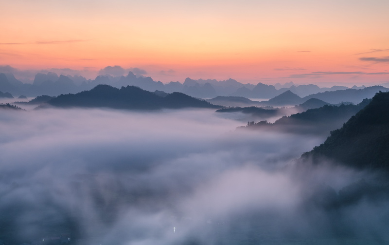 vietnam scenes, trung khanh district, nature, no people, outdoors, fog, beauty in nature, cao bang province, orange color, tranquil scene, idyllic, scenics - nature