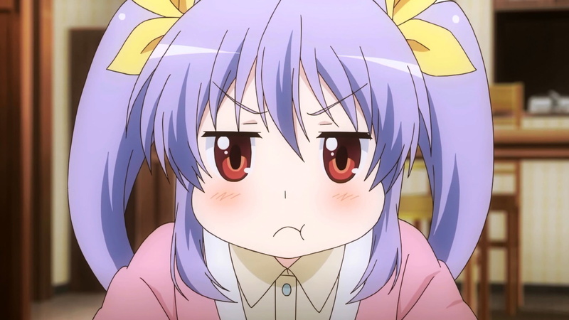 pink, human representation, Non Non Biyori, headshot, reflection, one person, focus on foreground, midsection, woman, purple hair, day, lifestyles, anime