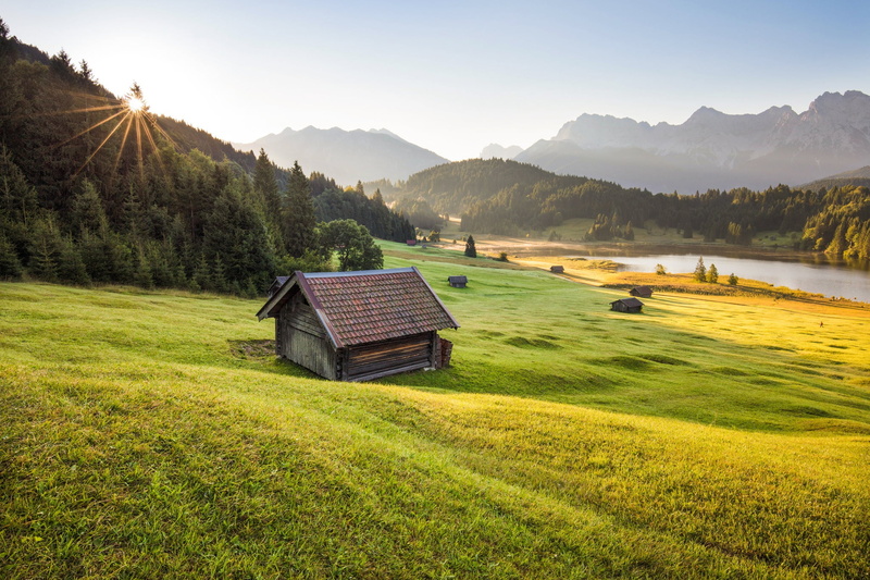 trailer, black, plant, utility, nature, no people, tranquil scene, sunlight, grass, sky, outdoors, tranquility, scenics - nature, 1080P, sun, landscape