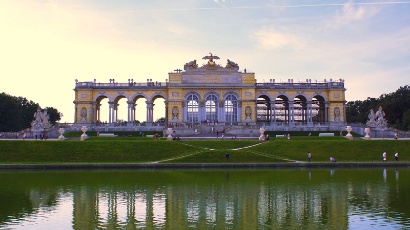grass, architectural column, historically, schönbrunn palace, no people, schönbrunn, austria, tourism, fountain, history, the past, baroque, pond, gloriette