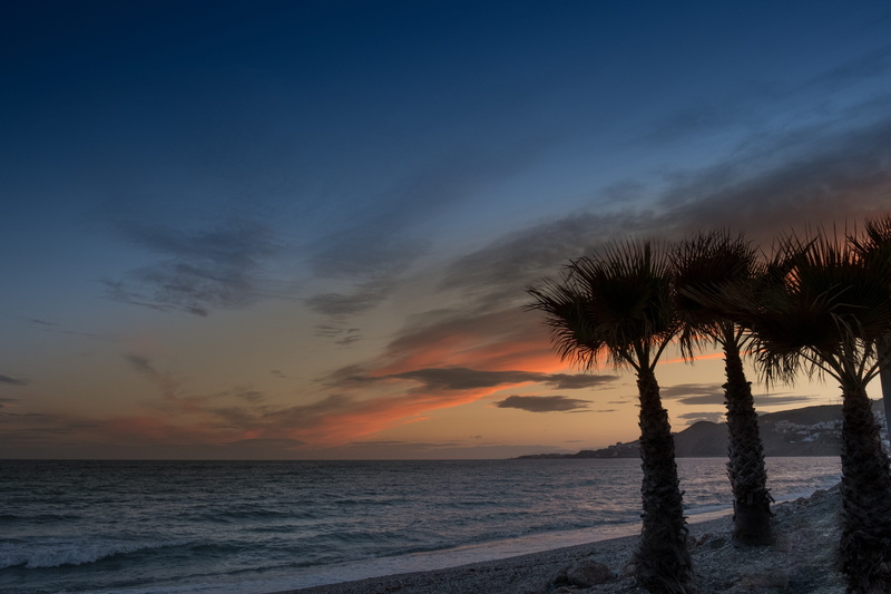 scenics, sky, holiday, nature, horizon over water, beauty in nature, idyllic, Malaga, horizon, tranquil scene, mediterranean, peaceful, near, trees, outdoors