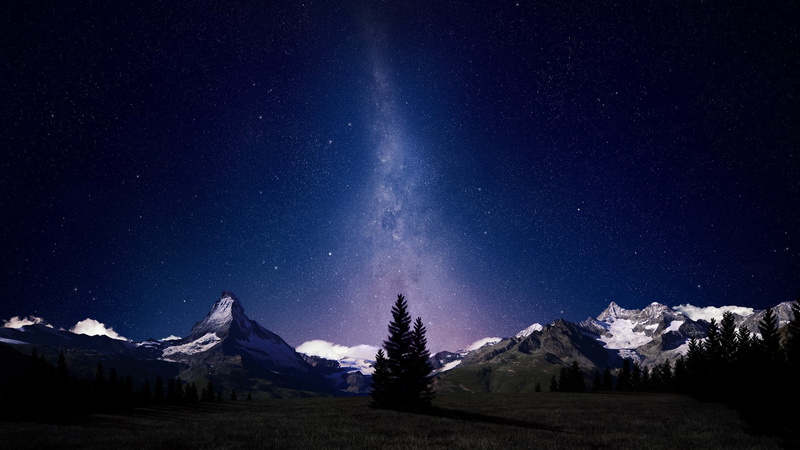 mountains, landscape, 1080P, stars, nature, sky, space, Matterhorn, night