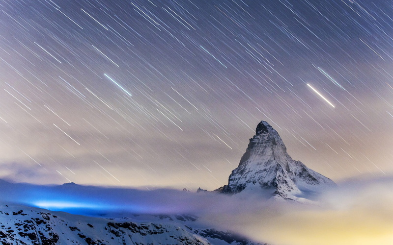 mountain, space and astronomy, game, snowcapped mountain, Matterhorn, sky, star field, cold temperature, landscape, galaxy, mountain peak, tranquil scene