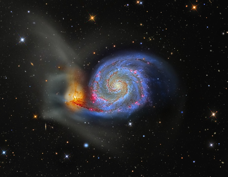 The Dogs Of War, M 51, in the constellation, galaxy, 5K, Whirlpool
