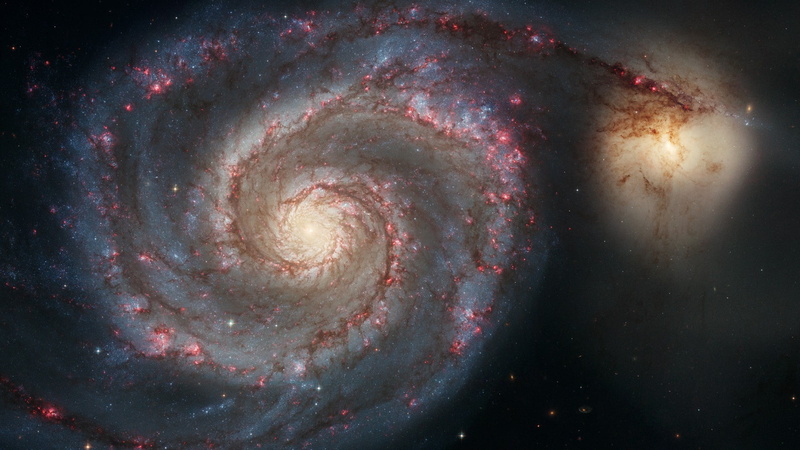 space, 1080P, Spiral Galaxy, Messier 51, stars, NASA, sky, Whirlpool, science