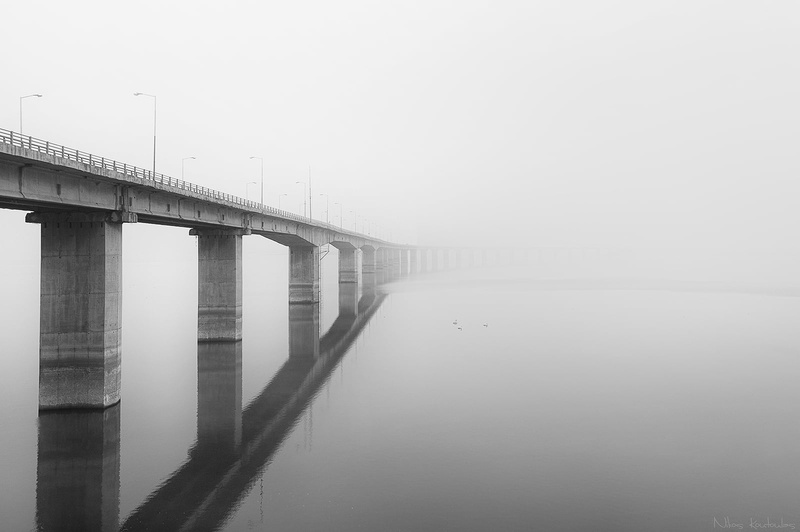 gray, landscape, architectural, bridge, architectural photography, lake, Fog, photography, b/w, concrete, tree, highway, bridge - Man Made Structure, stump