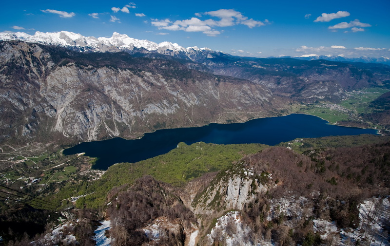mountains, sky, bohinj, day, nature, water, cloud - sky, lake, blue, spring, 2K, mountain peak, non-urban scene, environment, mountain range, landscape