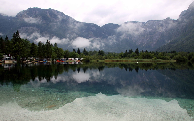 2K, Bohinj, Trees, Lake, Clouds, Mountains, Slovenia