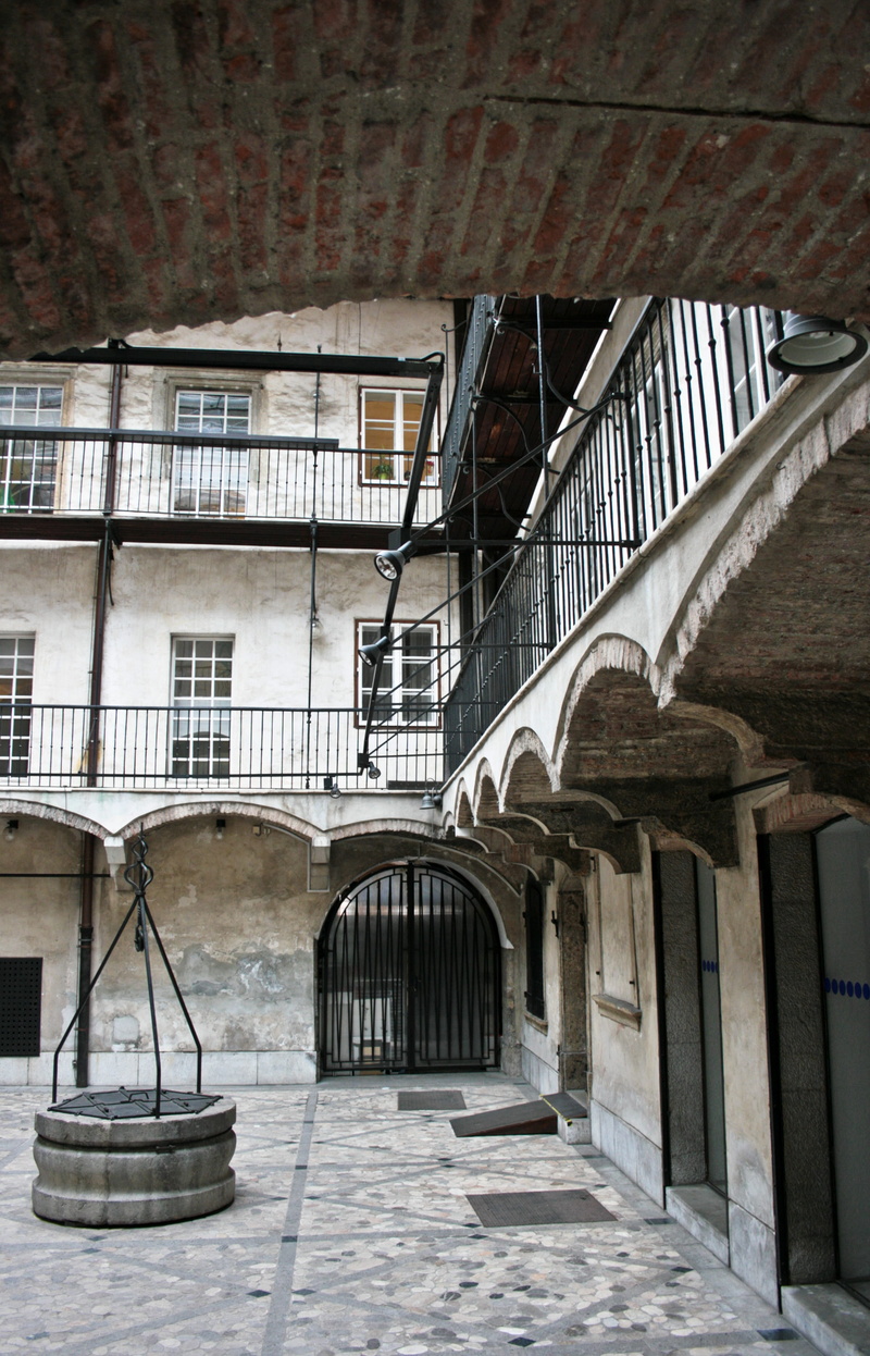 history, day, 4K, arch, window, ceiling, slovenia, building exterior, old, low angle view, staircase, medieval, outdoors, building, wall, residential district