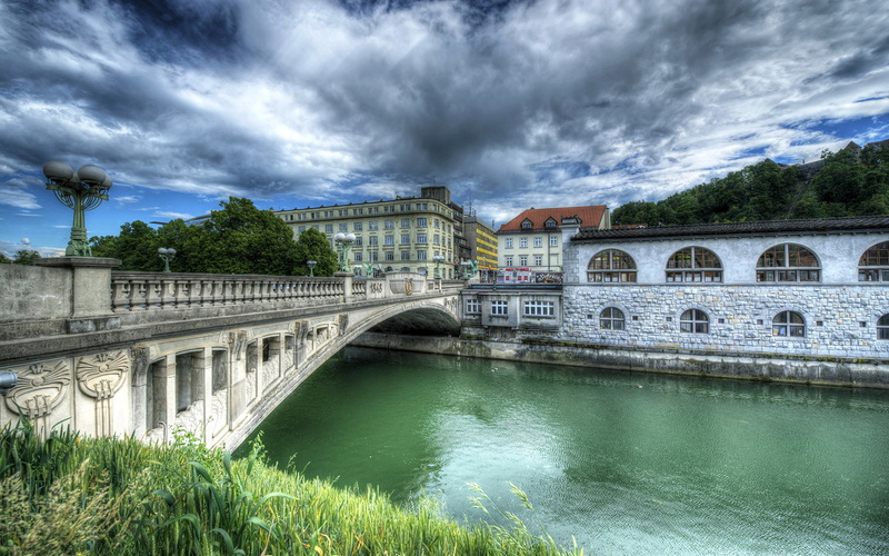 wallpapers, ljubljana, rivers, bridges, houses, slovenia, beautiful, sky, cities, hd, 2K