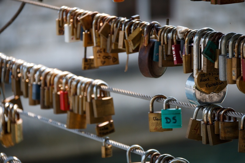 positive emotion, safety, lock, love lock, hanging, choice, outdoors, city, protection, padlock, bridge, no people, focus on foreground, common, 1080P
