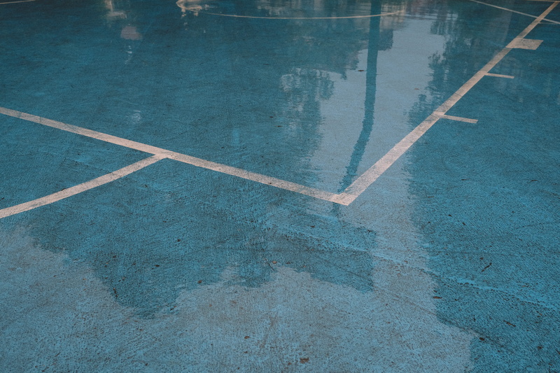 puddle, swimming pool, court, path, reflection, playground, ljubljana, outdoors, day, sport, architecture, dividing line, blue, line, backgrounds, playing field