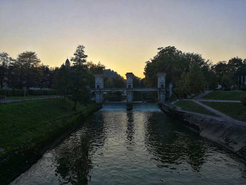 slovenia, beauty in nature, water, sunset, ljubljana, grass, scenics - nature, no people, growth, building exterior, outdoors, tranquil scene, plant, sky
