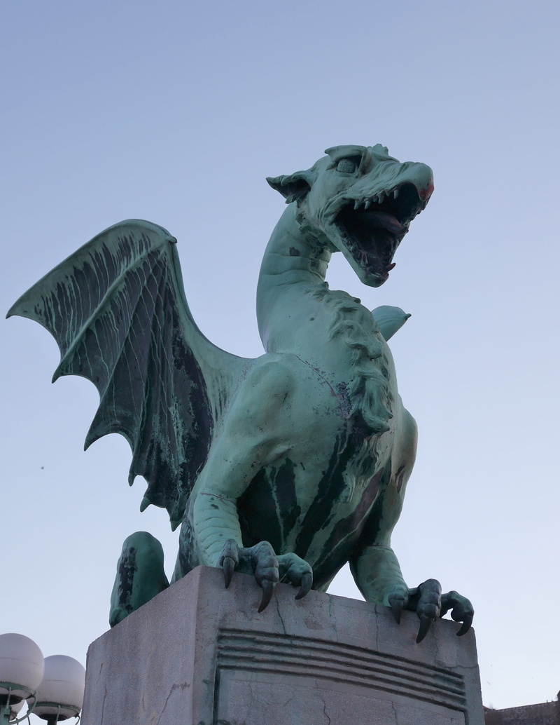 travel destinations, slovenia, domestic, creativity, ljubljana, sculpture, representation, human representation, dragon, no people, bridge, symbol, 4K