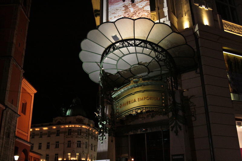 modern, the past, building, shop, no people, outdoors, ornate, art nouveau, illuminated, old, slovenia, decoration, city, 4K, travel destinations, lighting equipment