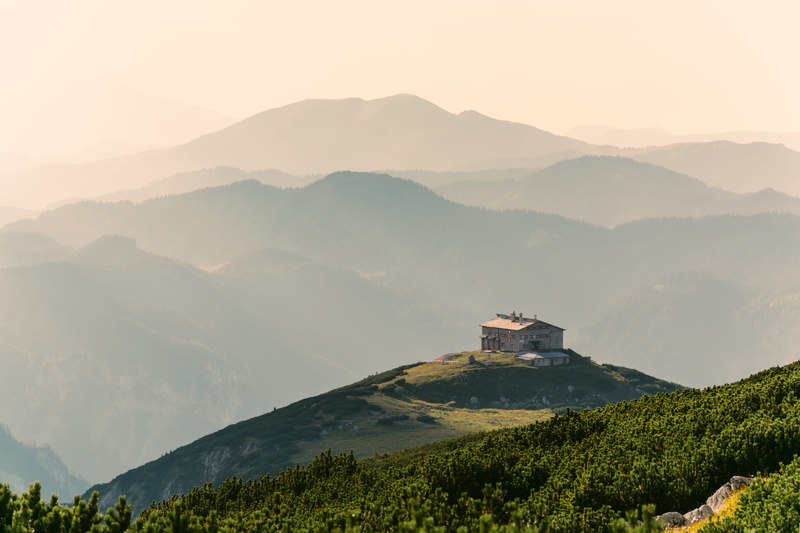reichenau an der rax, house, sun, architecture, non-urban scene, built structure, hills, nature, hiking, alps, landscape, mountains, scenics - nature, tranquil scene