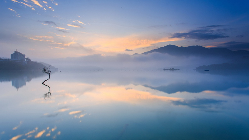 reflection, lake, 1080P, sky, cloud - sky, no people, sunset, beauty in nature, mountain, tranquil scene, nature, fog, wonderfull nature hd  1920x1080