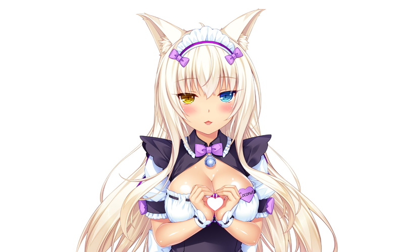 cut out, 1080P, hair, headshot, white background, Anime, celebration, blond hair, portrait, young adult, beautiful woman, one person, Nekopara, art and craft