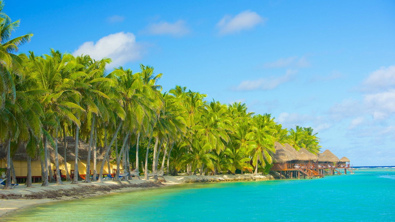 australia, islands, tropical, coconut, cook, bungalow, akitua, trees, 1080P, island, aitutaki, pacific, beach, south