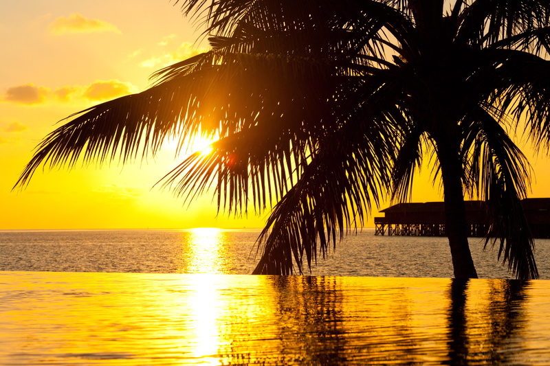tahiti, exotic, swimming, bora-bora, island, paradise, sunset, 5K, bora, reflection, beach, orange, beauti, evening, dusk