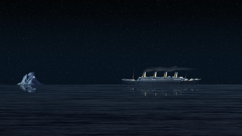 night, history, Iceberg, 2K, titanic, ship, Starry Night, sea