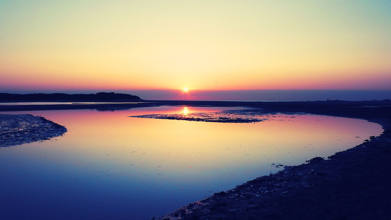 land, orange color, nature, 1080P, lagoon, scenics - nature, beauty in nature, idyllic, sunset, sky, sun, tranquil scene, outdoors, no people, coastline