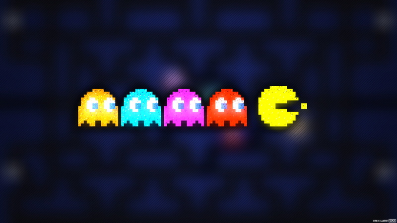 variation, toy, group of objects, 1080P, relaxation, black background, pixel art trixel pacman clyde inky pinky blinky, creativity, emotion, business