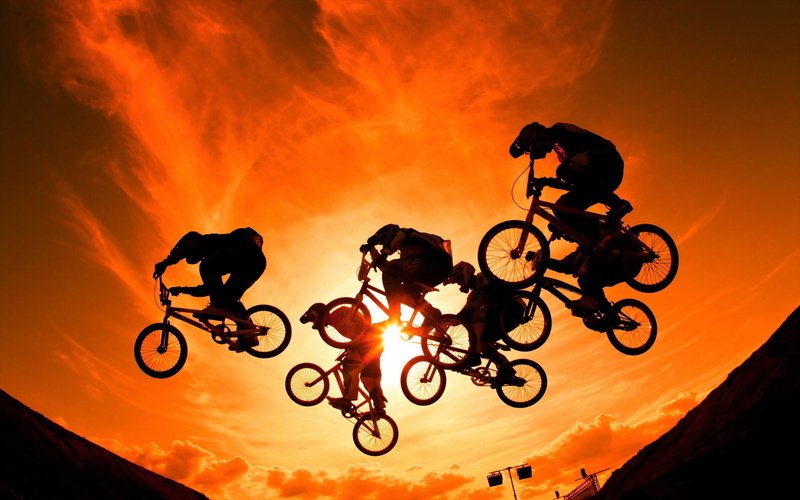 sunset, people, lifestyles, Sun, activity, nature, sports, extreme sports, skill, sport, land vehicle, group of people, mode of transportation, motion