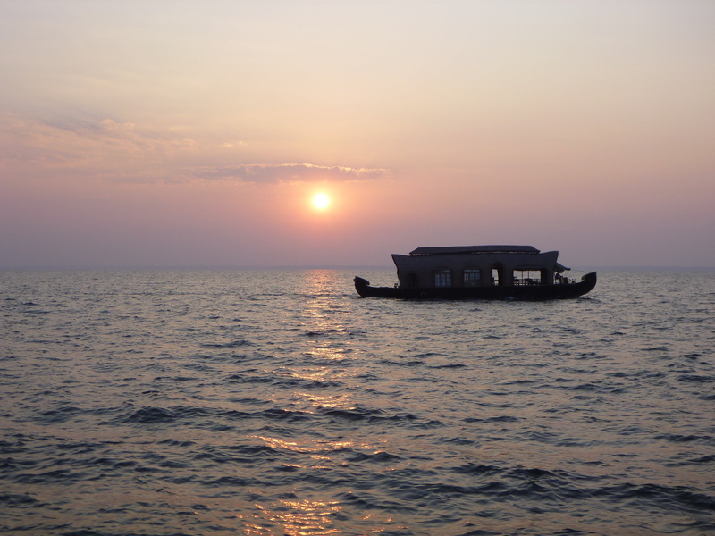 sun, tourism, backwaters, beauty in nature, scenics - nature, no people, tranquility, horizon, sea, golden, waterfront, sunset, floating, water, nautical vessel