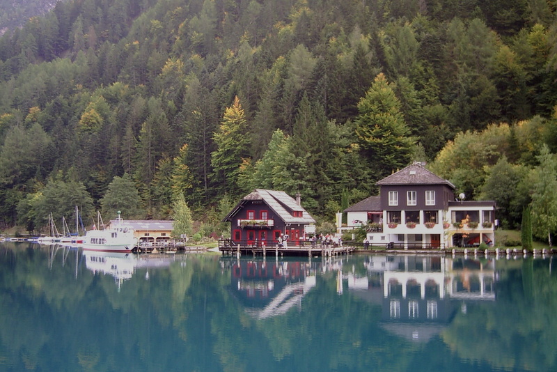 outdoors, no people, plant, boathouse, residential district, forest, cottage, day, tree, house, landscape, waterfront, tranquility, building, scenics - nature