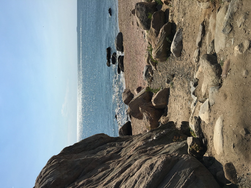 tranquil scene, a walk to remember, day, beach, water, nature, sky, real people, horizon, beauty in nature, at the rocky shore, beach days, rock, sea, land