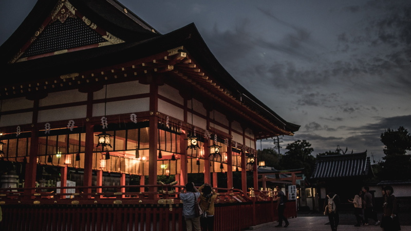 Japan, cultures, sky, group of people, china - East Asia, architecture, beside, oriental, light, dusk, religion, incidental people, place of worship, real people
