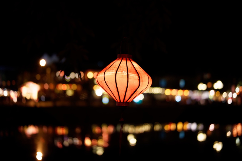 lantern, moon, travel destinations, photography, city life, illuminated, lighted, 4K, building exterior, vietnam, night, light - natural phenomenon, photo