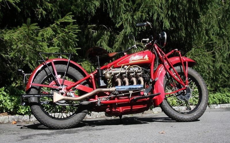 cruiser, wheel, street, 1080P, plant, vintage, stationary, motorcycle, growth, parking, transportation, Indian 4, outdoors, day, red, road, chrome, no people