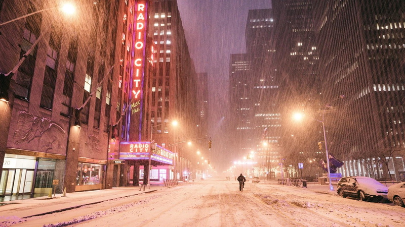 new york, illuminated, 1080P, mode of transportation, winter, built structure, downtown, metropolitan area, united states, transportation, skyscraper