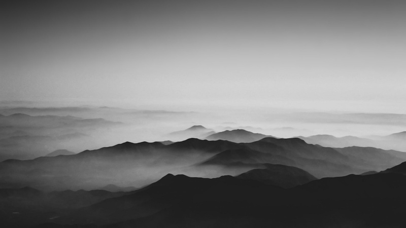 monochrome black clouds mountain sky white, tranquility, no people, scenics - nature, fog, nature, cloud - sky, silhouette, majestic, beauty in nature