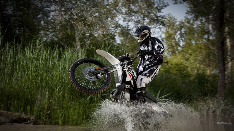 dirtbike, derbi, wheelie, water, 1080P