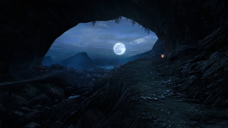 cave, Source Engine, rock - object, nature, arch, moon, full moon, Dear Esther, beauty in nature, scenics - nature, 1080P, full, mountain, non-urban scene